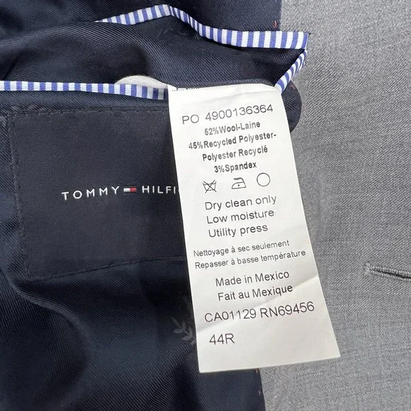 Tommy Hilfiger Blazer Jacket Sport Coat Mens 44R Wool Blend Stretch Gray